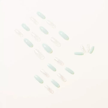 Light blue nails with glossy finish