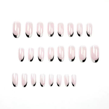 Pink stiletto nails with black edge details