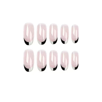 Pink stiletto nails with black edge details