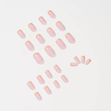 Peach nude nails with gradient tip