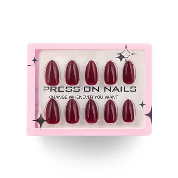 Burgundy glossy press-on nails