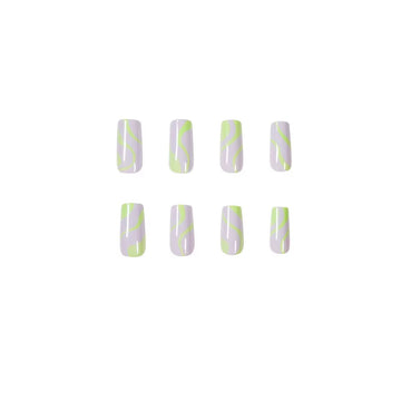 Lime green nails with glitter accents