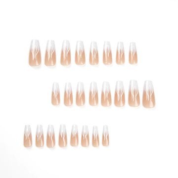 White marble nails with natural texture