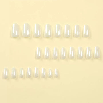 White glitter nails with bright finish