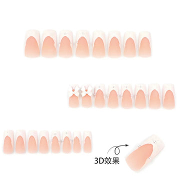 White nails with 3D bowknot decor