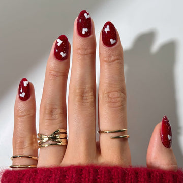 Cherry Red Heart Nails – Minimal Valentine Design
