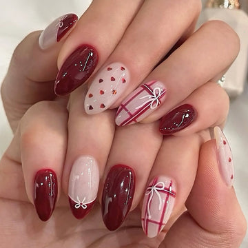 Crimson Ribbon Gloss Nails