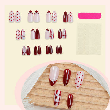 Crimson Ribbon Gloss Nails