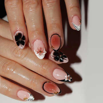 Black Petal Couture Nails