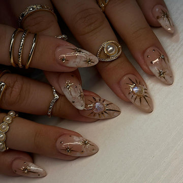 Celestial Gold Star Nails
