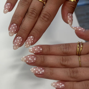 Soft Nude Polka Dot Nails