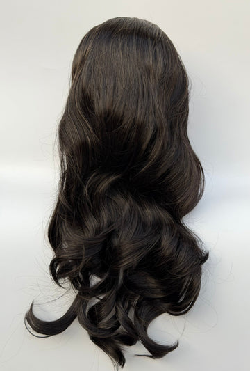 Full Head Wig Natural Brown with golden streaks